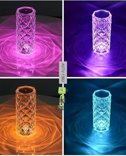 Blooming Elegance: Rechargeable Rose Diamond Crystal Table Night Lamp with Touch Sensor & Remote