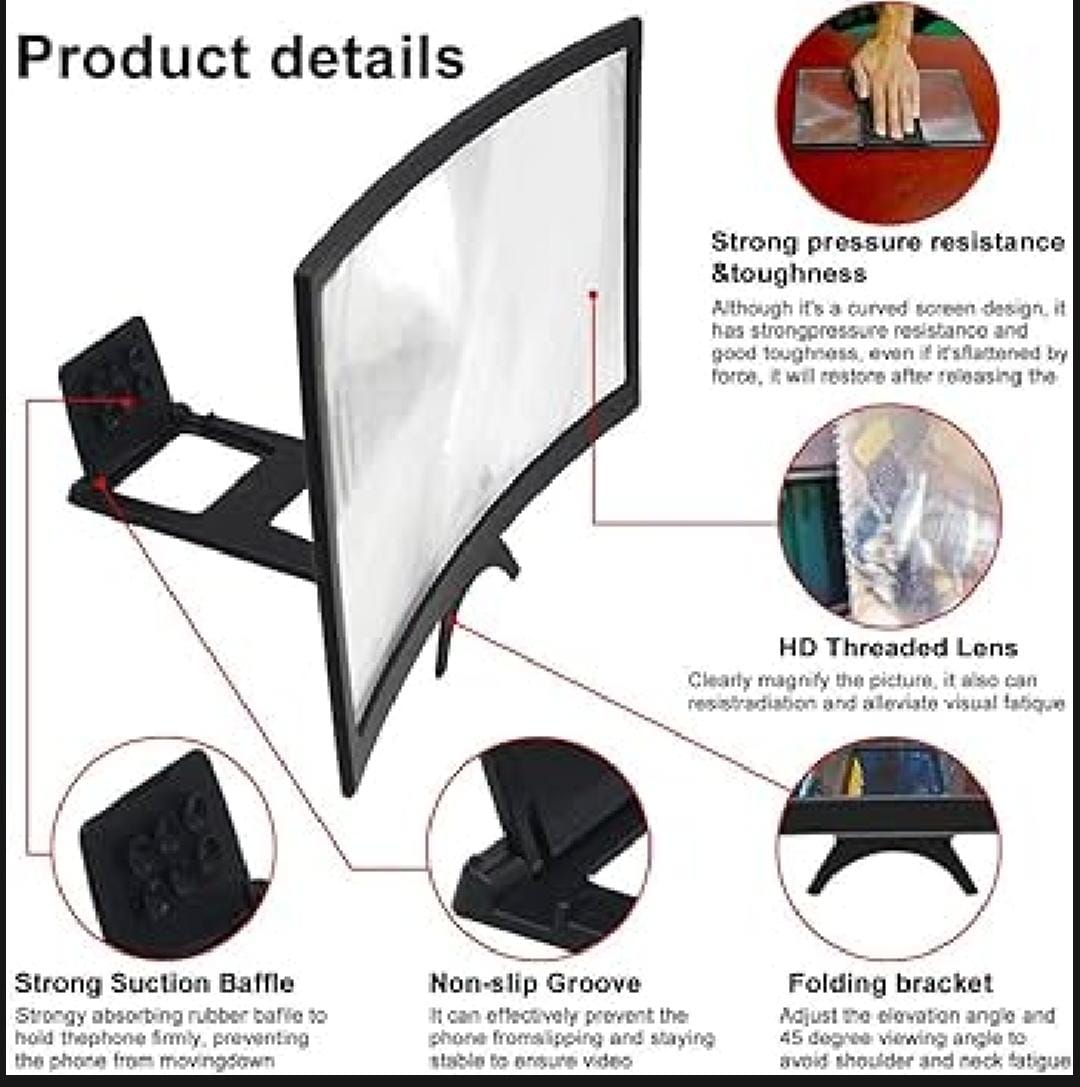 Unleash the Big Screen Experience: Introducing the  Curved Screen, Mobile Magnifier!!