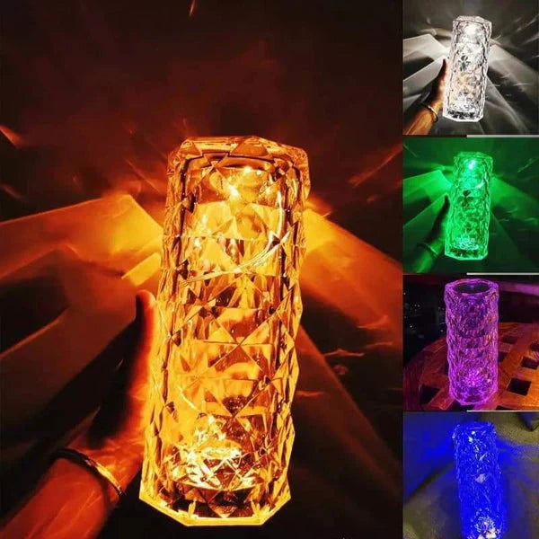 Blooming Elegance: Rechargeable Rose Diamond Crystal Table Night Lamp with Touch Sensor & Remote