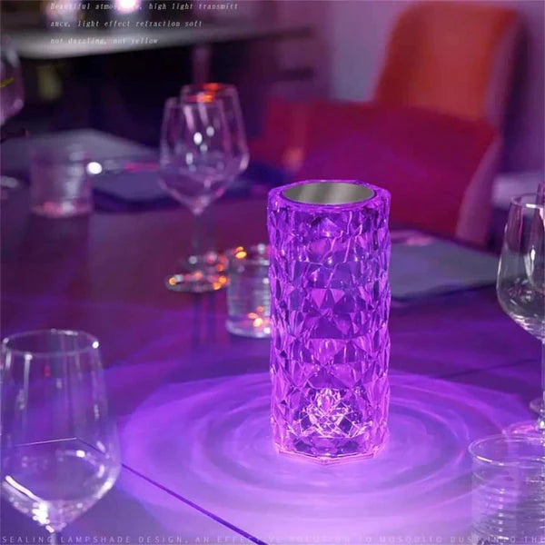 Blooming Elegance: Rechargeable Rose Diamond Crystal Table Night Lamp with Touch Sensor & Remote