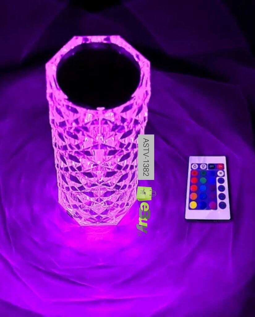 Blooming Elegance: Rechargeable Rose Diamond Crystal Table Night Lamp with Touch Sensor & Remote